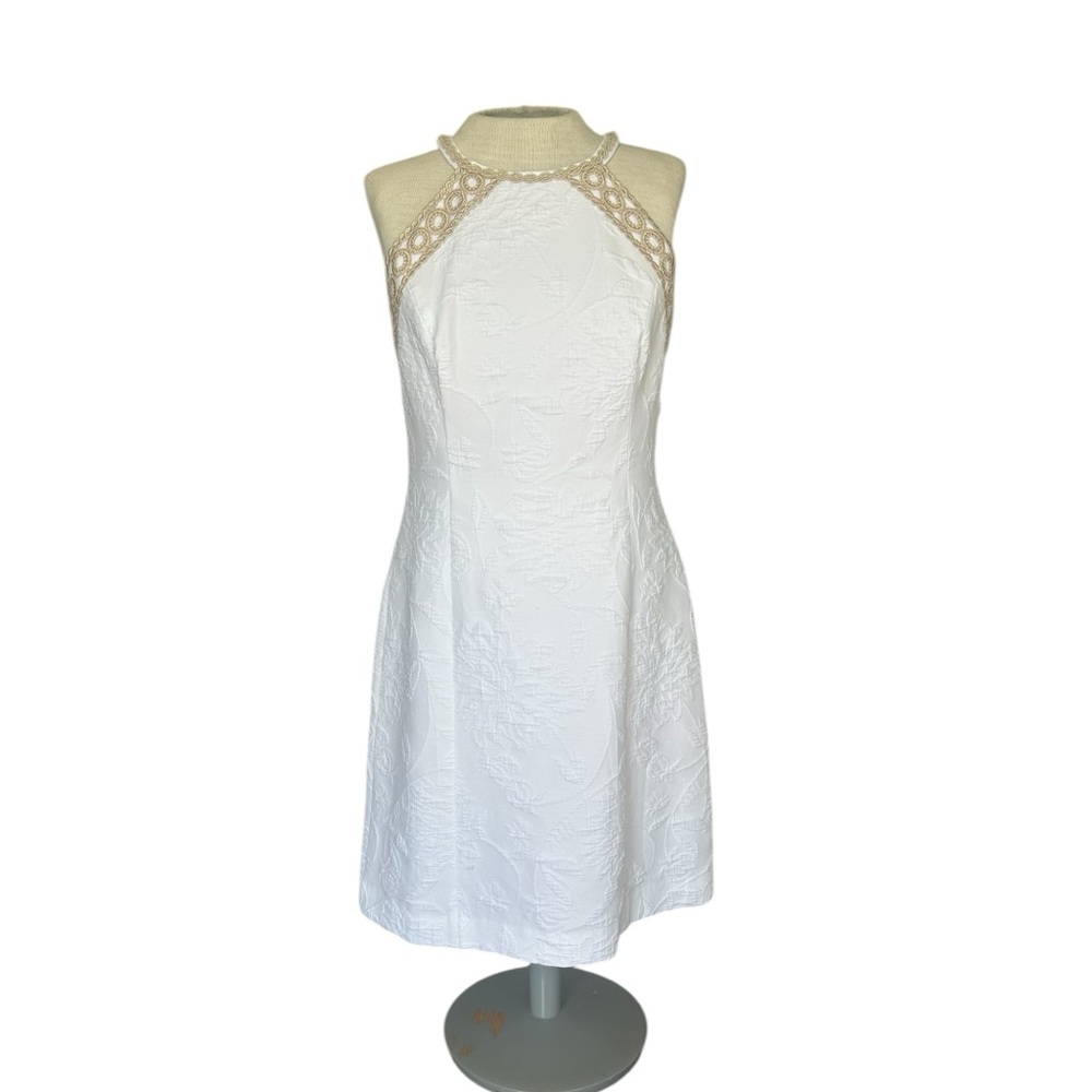 Lilly Pulitzer White and Gold Embellished A-Line Mini Dress-Size 6-Worn once!